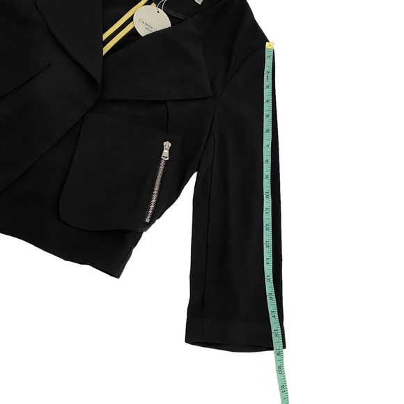 Patrizia Luca Milano Black Zipper Pocket Open Blazer Jacket, Size Large - Picture 7 of 9